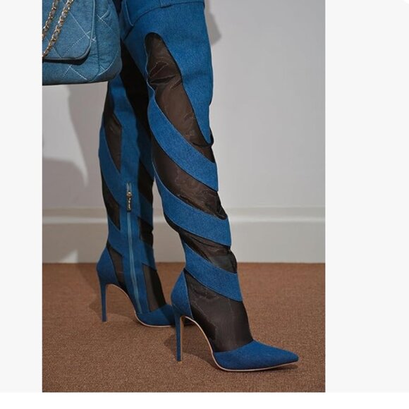 Cape Robbin Mesh Denim High Boots